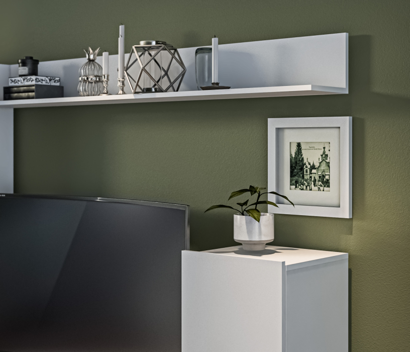 Стенки для гостиной, Стенка Медея СБ-3389 Белый/Белый глянец