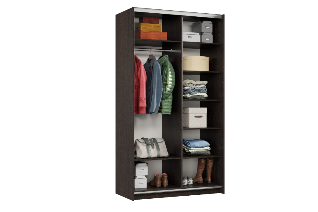 Шкафы-купе 2-х дверные, Шкаф-купе Smart 1224 2х дверный (фасады ЛДСП,зеркало) профиль серебро