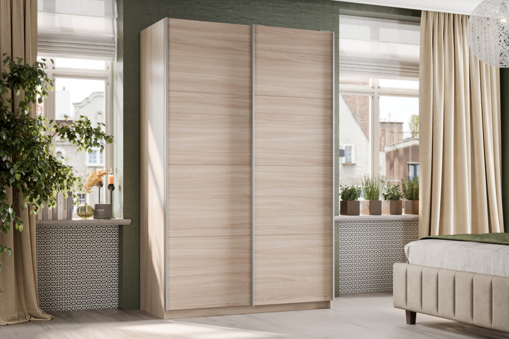 Шкафы-купе 2-х дверные, Шкаф-купе Smart 1422 2х дверный (фасады ЛДСП) профиль серебро