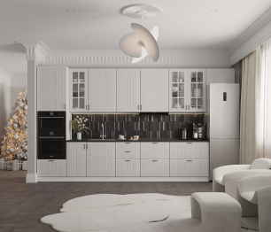 Кухонный гарнитур Регина Белый/Сандал Белый 4,1 м