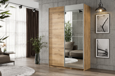 Шкафы-купе 2-х дверные, Шкаф-купе Smart 1224 2х дверный (фасады ЛДСП,зеркало) профиль серебро