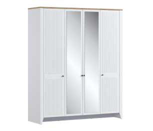 Шкаф 4х дверный Монтана СБ-3543 Белый Альпийский,Дуб Гамильтон/МДФ Дуб Белый