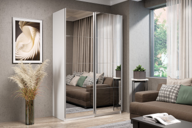 Шкаф-купе Smart 1224 2х дверный (фасады зеркало) профиль серебро