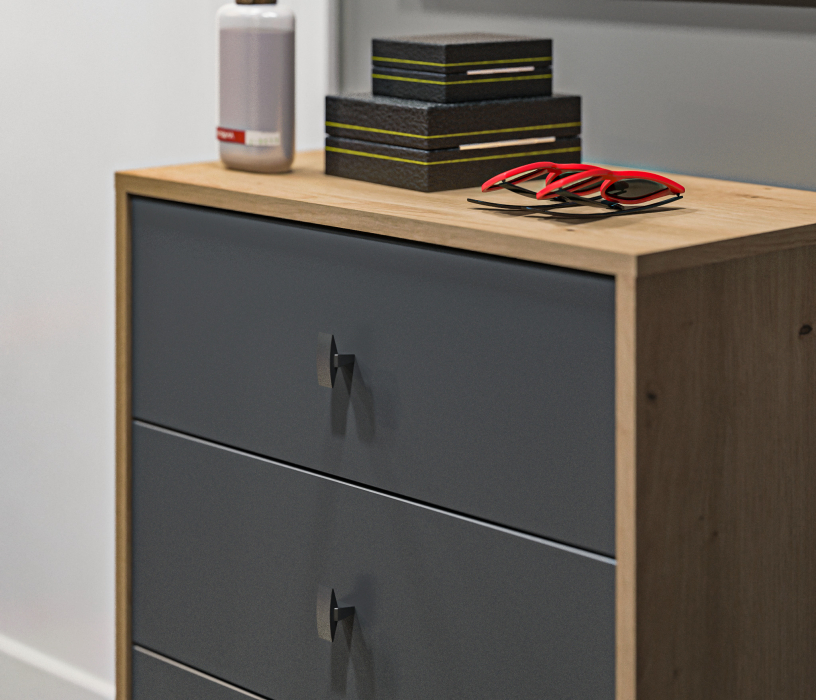 Комоды, Комод Сидней СБ-2586/1 Дуб дикий/Диамант серый