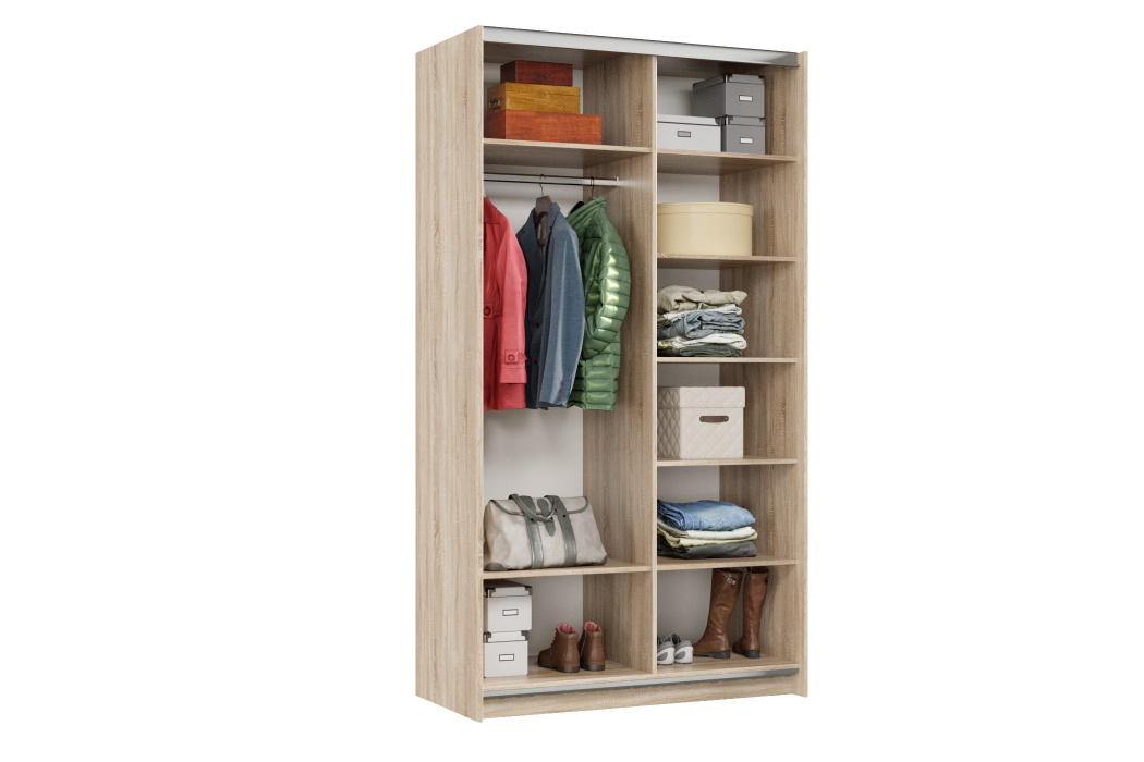 Шкафы-купе 2-х дверные, Шкаф-купе Smart 1224 2х дверный (фасады ЛДСП/зеркало) профиль серебро