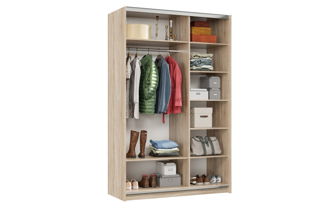 Шкафы-купе 2-х дверные, Шкаф-купе Smart 1424 2х дверный (фасады ЛДСП) профиль серебро