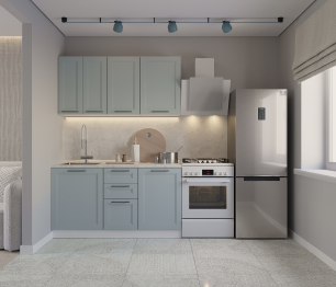Кухонный гарнитур Регина Белый/МДФ Modern Серый 1,5 м