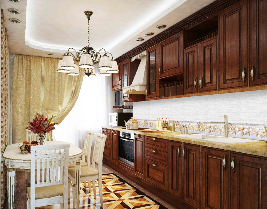 Стеновые панели из АБС-пластика, Кухонный фартук Ракушки 3000x600x1.5 мм глянец