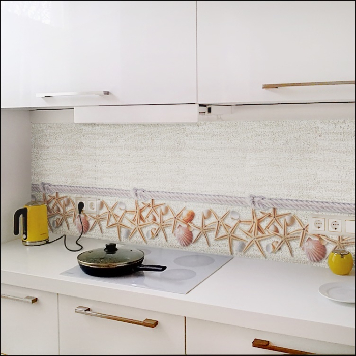 Стеновые панели из АБС-пластика, Кухонный фартук Ракушки 2000x600x1.5 мм глянец