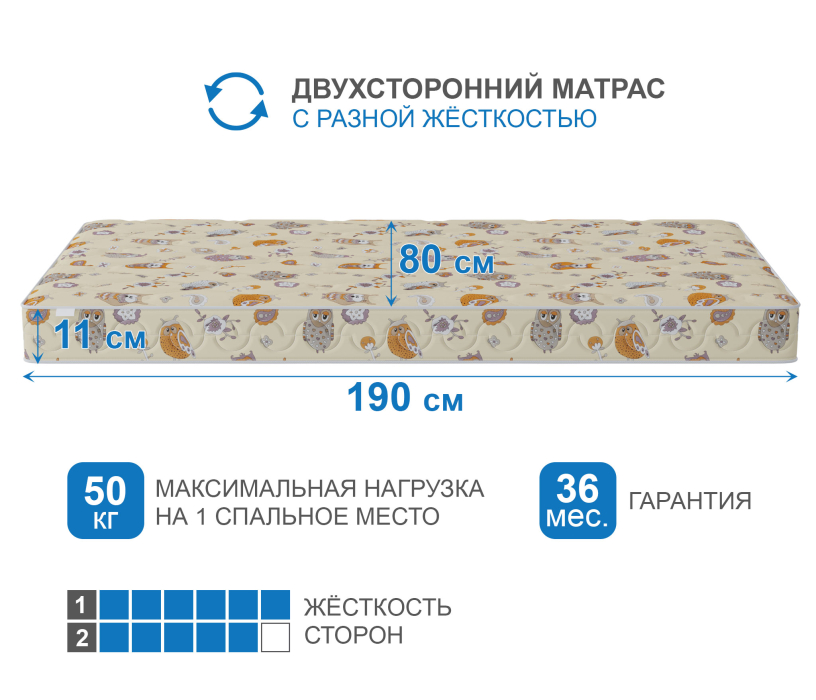 800 x 1900, Матрас Здоровый сон-Мишутка 800х1900