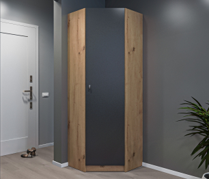 Шкаф угловой Сидней СБ-2589 Дуб дикий/Диамант серый