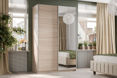 Шкафы-купе 2-х дверные, Шкаф-купе Smart 1424 2х дверный (фасады ЛДСП,зеркало) профиль серебро