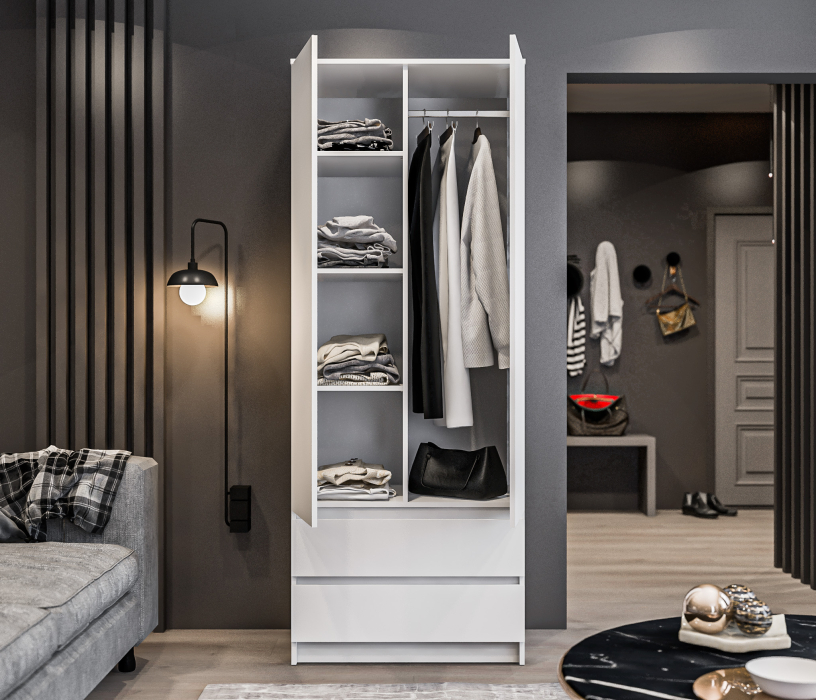 Шкафы распашные, Шкаф 2 дверный с ящиками Леон СБ-3362