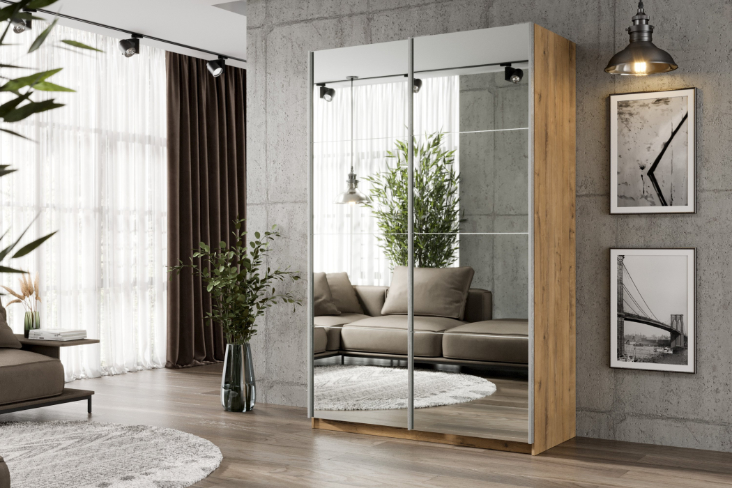 Шкафы-купе 2-х дверные, Шкаф-купе Smart 1424 2х дверный (фасады зеркало) профиль серебро