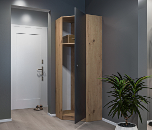 Шкаф угловой Сидней СБ-2589 Дуб дикий/Диамант серый