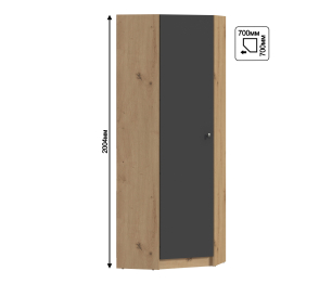 Шкаф угловой Сидней СБ-2589 Дуб дикий/Диамант серый