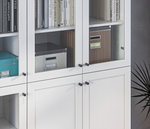 Шкаф Белый со стеклом Твин СБ-3372+СБ3373