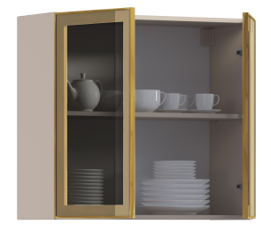Навесной шкаф Регина РП-80 (Песочный/Витрина Золото)