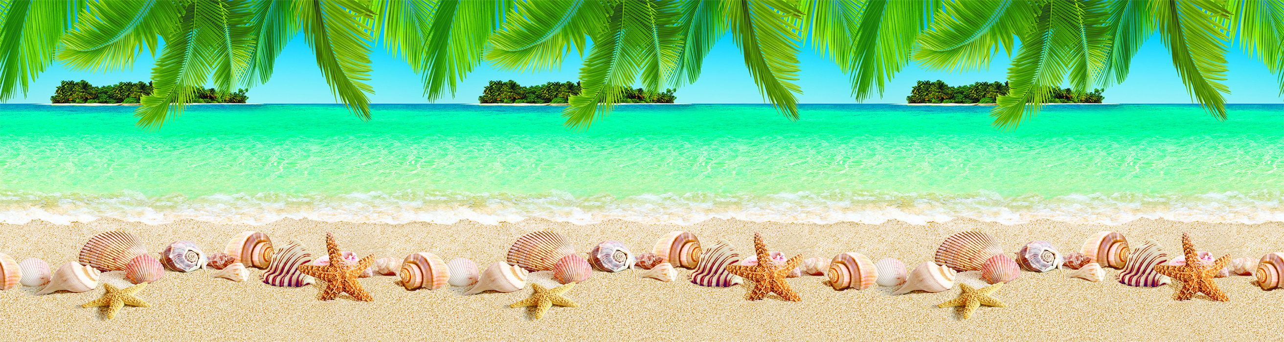 Стеновые панели из АБС-пластика, Кухонный фартук Острова 1000x600x1.5 мм глянец