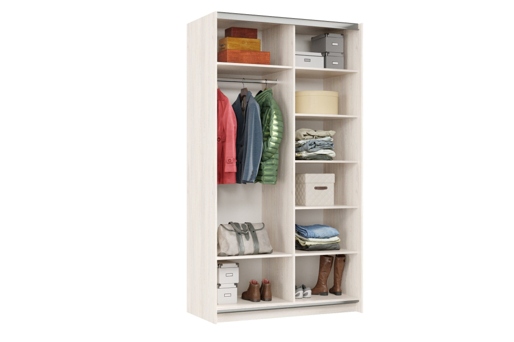 Шкафы-купе 2-х дверные, Шкаф-купе Smart 1224 2х дверный (фасады зеркало) профиль серебро