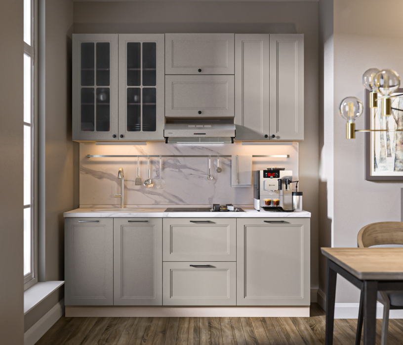 Кухонные гарнитуры, Кухонный гарнитур Регина Белый/МДФ MODERN Кашемир 2 м