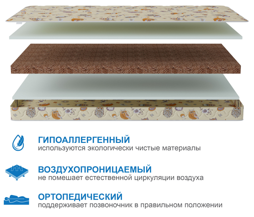 Беспружинные матрасы, Матрас Здоровый сон-Дейл 800*1900