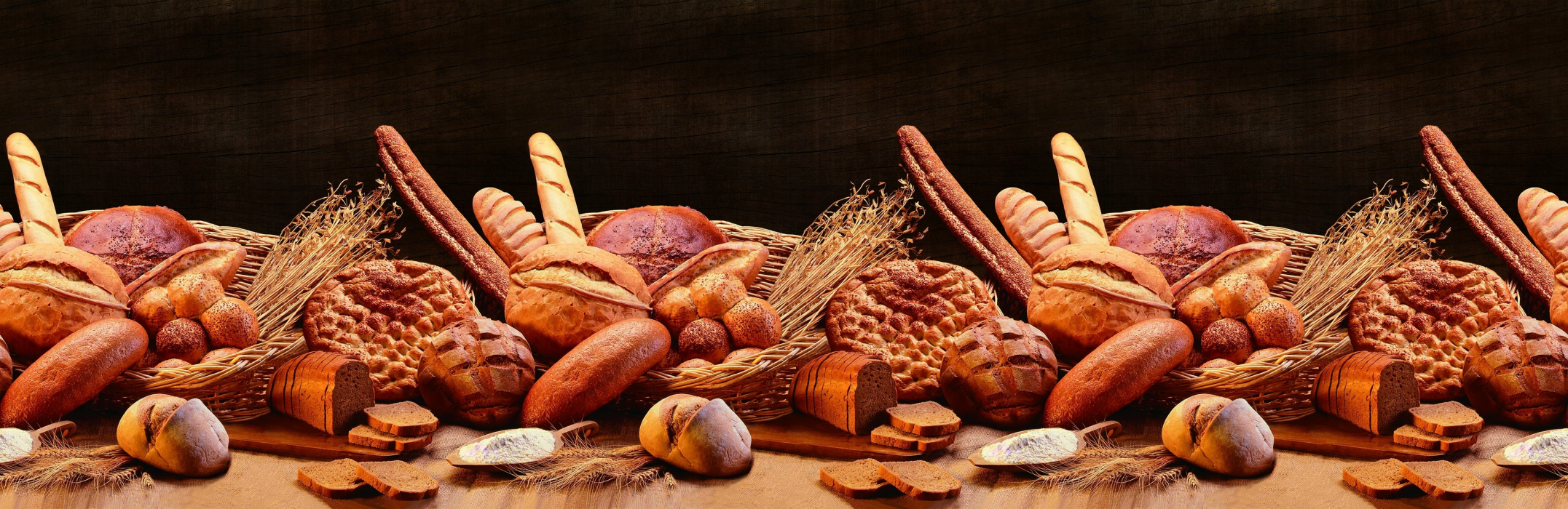 Стеновые панели из АБС-пластика, Кухонный фартук Хлеб 3000x600x1.5 мм глянец