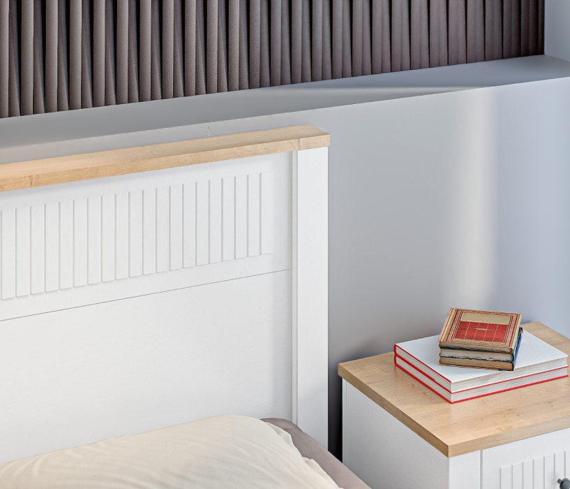 Кровати 160 см, Кровать Монтана СБ-3550 Белый Альпийский,Дуб Гамильтон,МДФ Дуб Белый