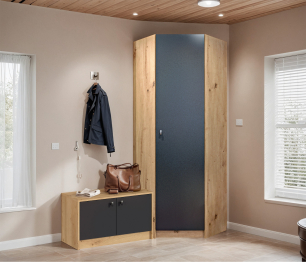 Комплект Сидней (шкаф и тумба), Дуб Дикий/Диамант серый