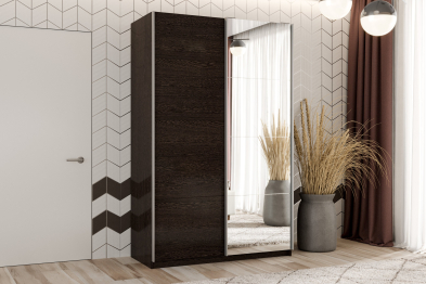 Шкаф-купе Smart 1422 2х дверный (фасады ЛДСП,зеркало) профиль серебро