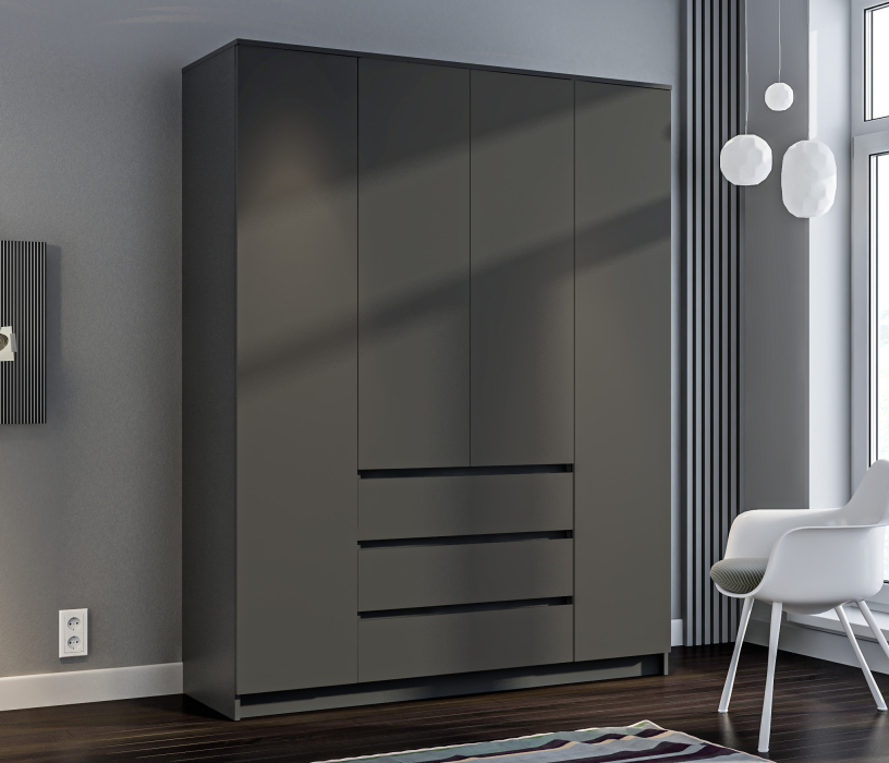 Шкафы распашные, Шкаф 4 дверный с ящиками Леон СБ-3364