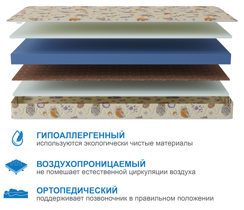 Матрасы, Матрас Здоровый сон-Мишутка 600х1200